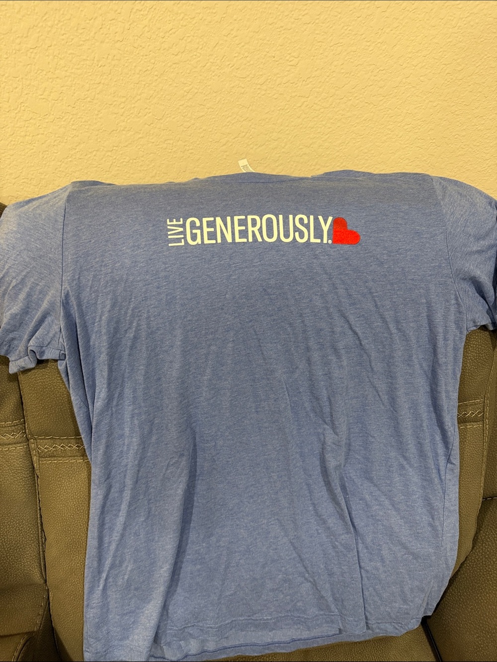 Bella Canvas Heather Blue 'Live Generously' Tee with Red Heart